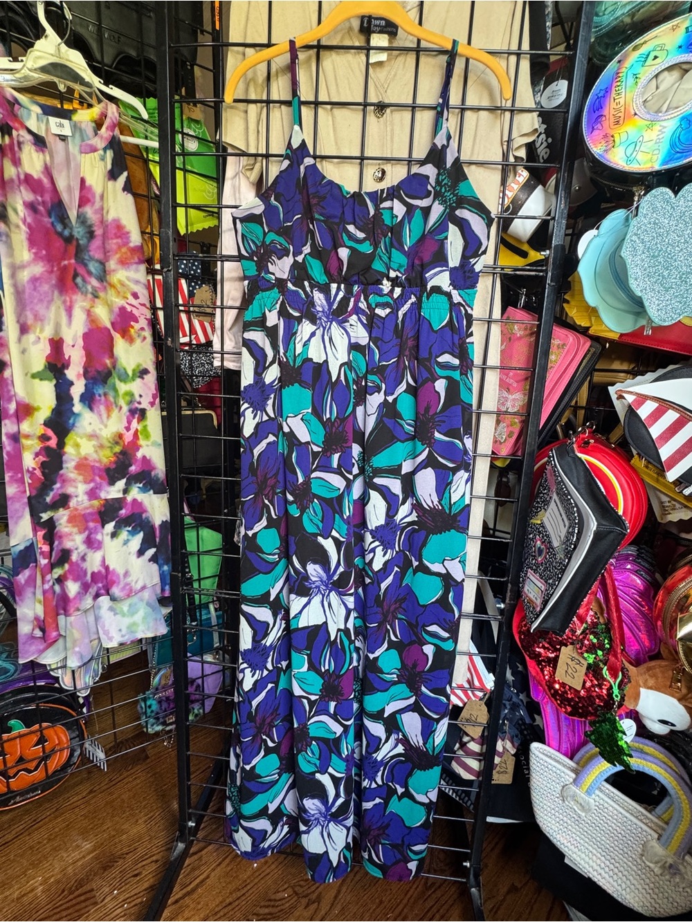 Elle Maxi Dress with Teal, Purple & White Floral Print